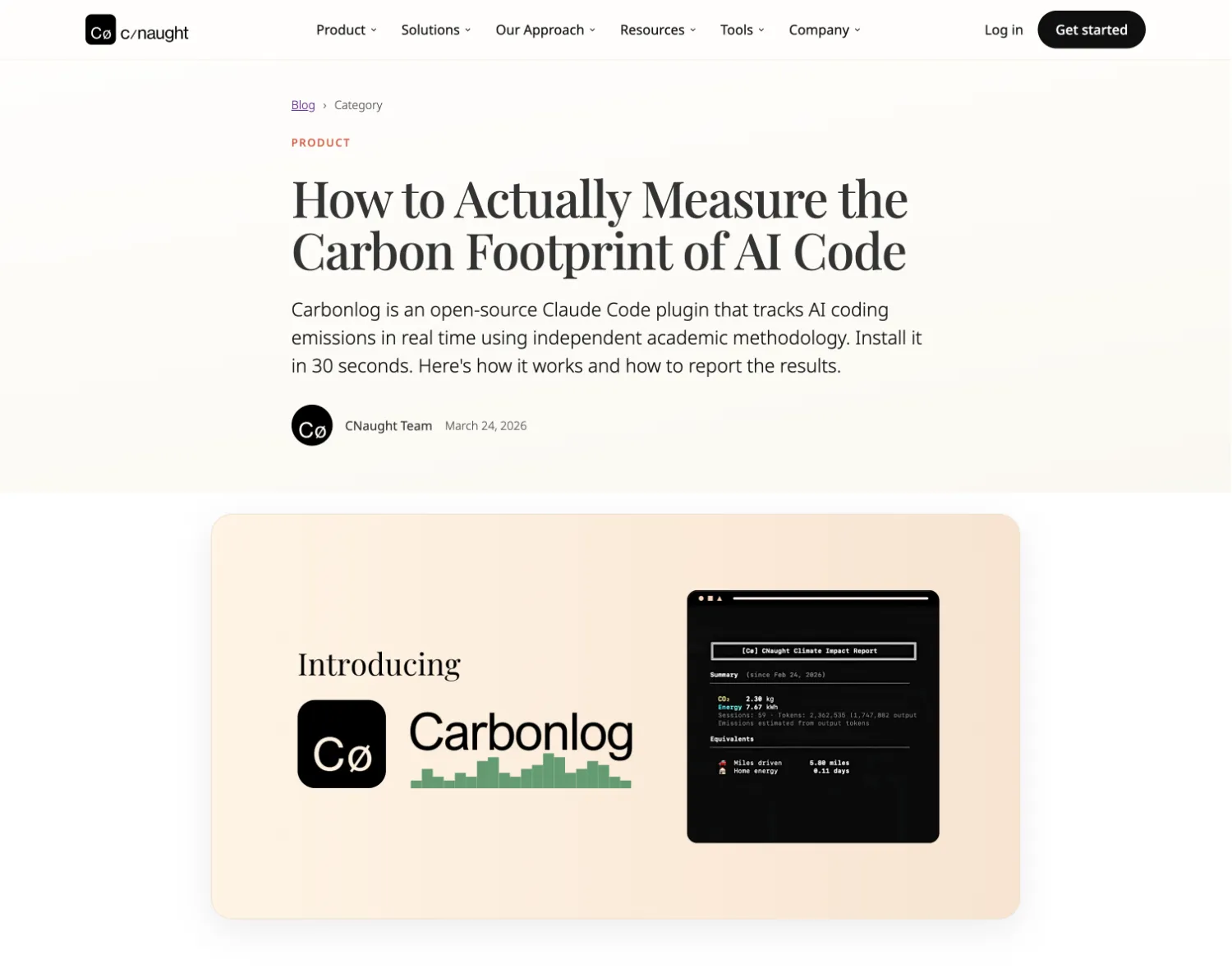 The published CNaught article, How to Actually Measure the Carbon Footprint of AI Code